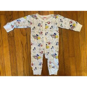 Vintage Oshkosh USA Thermal Snowman Sleeper Infant 6/9M Waffle Footless